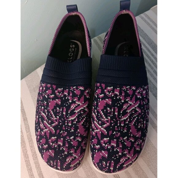 Klogs (7.5) Breeze Women's Delft Magenta Knit Fabric 7.5 M Clog Slip Resistant - Picture 4 of 7